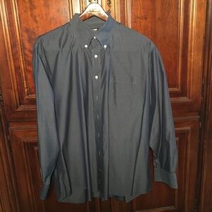Kirkland Signature Men's Traditional Fit Shirt Dark Blue with Dots  17 1/2 34/35
